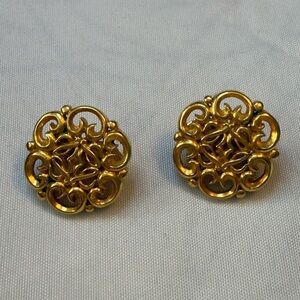 LOEWE Vintage Gold-Tone Filigree Clip-On Earrings